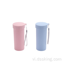 Bán nóng 400ml BPA Chai nước miễn phí Các nhà sản xuất Quảng cáo tùy chỉnh cốc nhựa Single Lớp lúa mì Cúp nước thơm